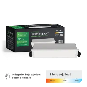 GREEN TECH LED svetilka Green Tech 10W, 3 CCT, pravokotna - DW-S02-10W-3CCT