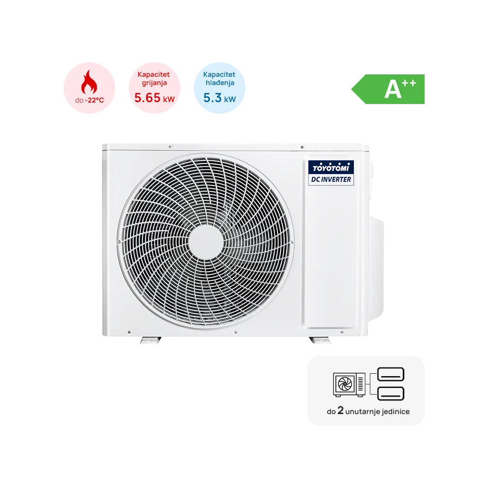 TOYOTOMI Multi split TOYOTOMI outdoor unit 5.3kW, 2 outlets, 2 x 6.35 (1/4") - MULR32-18INV-2