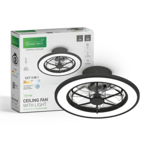 GREEN TECH Stropni ventilator s svetilko Green Tech, 18", 40W, 3CCT, črn - FNX-18BK
