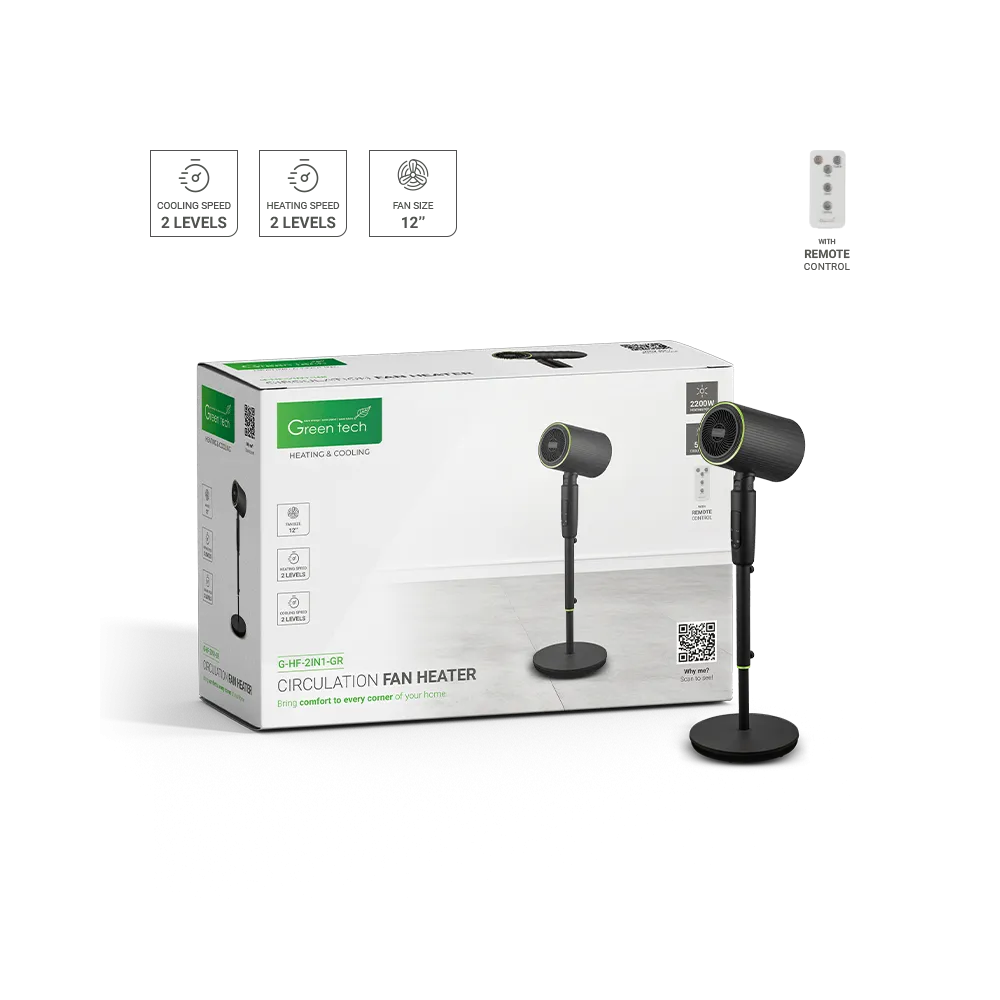 GREEN TECH Ventilator in grelnik Green Tech 50W (hlajenje) / 2200W (ogrevanje) - G-HF-2IN1-GR