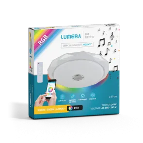 LUMERA LED plafonjera + zvočnik Lumera Lighting, 24W, RGB + nastavljiva, 39 cm - MELODY
