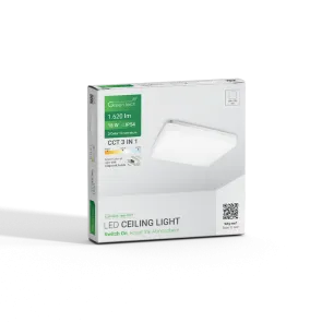 GREEN TECH LED ceiling light Green Tech 18W, 3CCT, 28x28cm, IP54, white - CLW-032S-18W-3CC