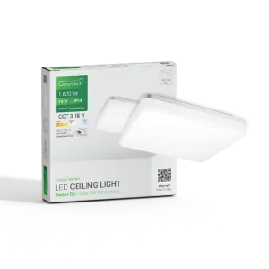 GREEN TECH LED ceiling light Green Tech 18W, 3CCT, 28x28cm, IP54, white - CLW-032S-18W-3CC