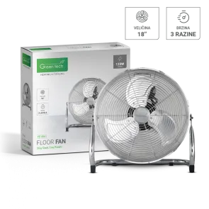 GREEN TECH Talni ventilator Green Tech 120W, 18", bakreni motor, krom barva - FE-45A1