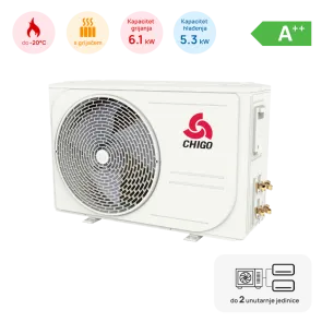 Chigo Multi Split Chigo Outdoor Unit 5.3kW, A++, -20 ~ 55°C, with Heater, 2 Outputs - Z2OB-18HRIN4