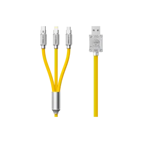 TRANSFORMERS USB to Micro, C and Lightning Cable Transformers TF-A03, 1.2m, Yellow - TF-A03-YL