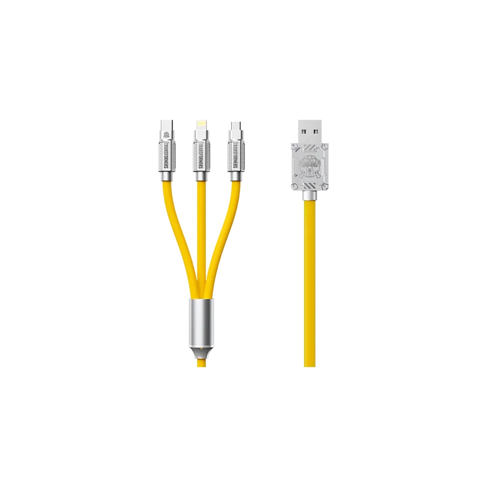 TRANSFORMERS USB to Micro, C and Lightning Cable Transformers TF-A03, 1.2m, Yellow - TF-A03-YL