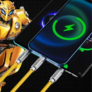 TRANSFORMERS USB to Micro, C and Lightning Cable Transformers TF-A03, 1.2m, Yellow - TF-A03-YL