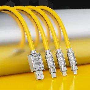 TRANSFORMERS USB to Micro, C and Lightning Cable Transformers TF-A03, 1.2m, Yellow - TF-A03-YL