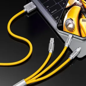 TRANSFORMERS USB to Micro, C and Lightning Cable Transformers TF-A03, 1.2m, Yellow - TF-A03-YL