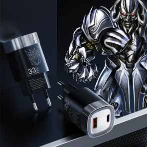 TRANSFORMERS Universal smartphone charger Transformers TF-K01, USB and C output, 33W, black - TF-K01-BK