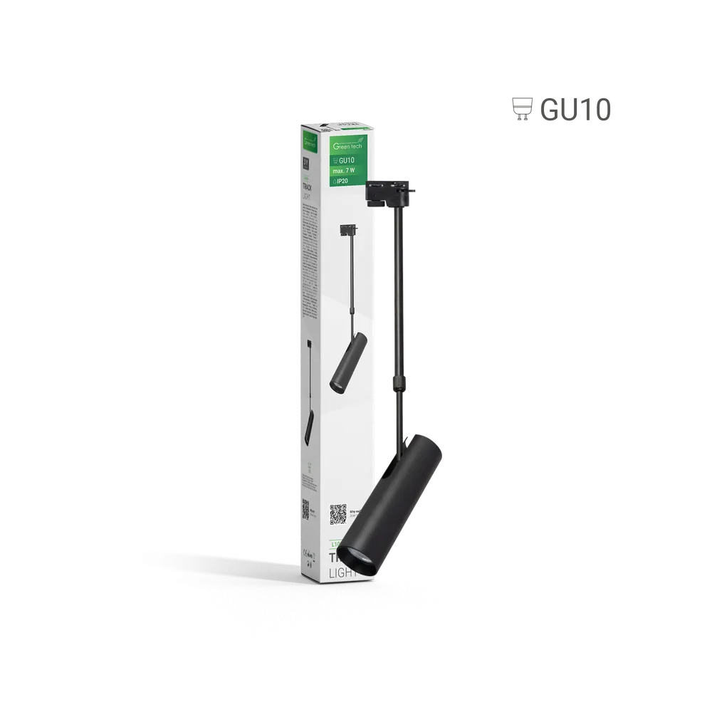 GREEN TECH Šinska svjetiljka Green Tech, GU10, IP20, črna - L100-BK