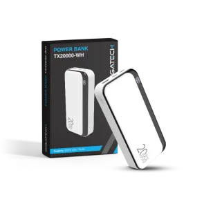 GIGATECH Power Bank Gigatech 20000 mAh, USB and C Outputs, White - TX20000-WH