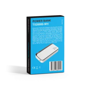 GIGATECH Power Bank Gigatech 20000 mAh, USB and C Outputs, White - TX20000-WH