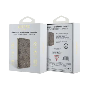 Guess Power Bank Guess 5000 mAh, MagSafe združljiv, rjav - GUPB5FP4EMGW