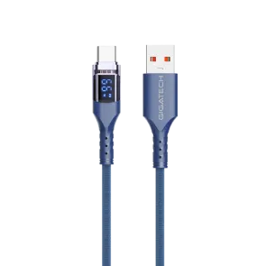 GIGATECH USB na C kabel Gigatech XB806 1m, s LED zaslonom, modra