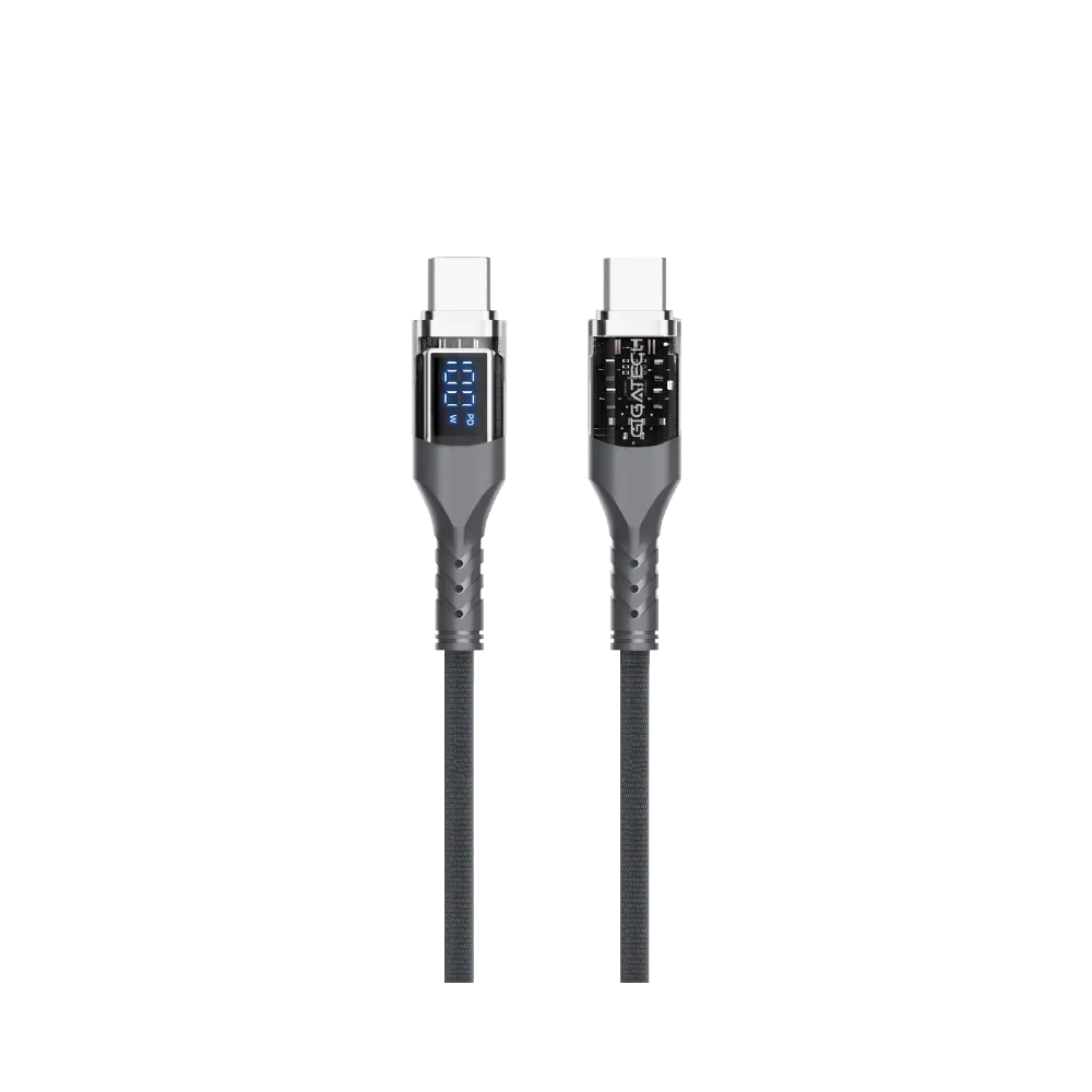 GIGATECH C na C kabel Gigatech XB810 1m, 100W, s LED zaslonom, sivi