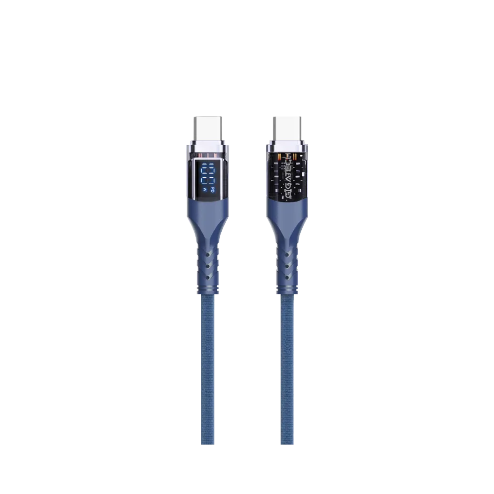 GIGATECH C na C kabel Gigatech XB811 1m, 100W, s LED zaslonom, modra