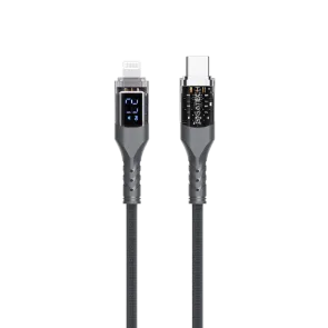 GIGATECH C na lightning kabel Gigatech XB818 1m, 27W, s LED zaslonom, sivi