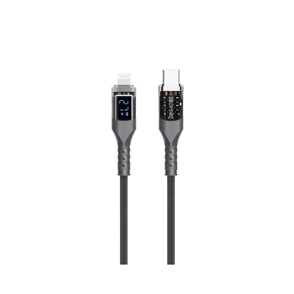 GIGATECH C to lightning cable Gigatech XB818 1m, 27W, with LED display, gray