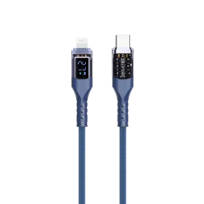 GIGATECH C na lightning kabel Gigatech XB819 1m, 27W, s LED zaslonom, modra