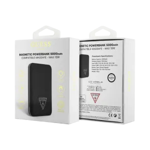 Guess Power Bank Guess 5000 mAh, MagSafe združljiv, črn - GUPB5FPGTSPSK