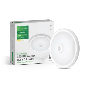 GREEN TECH LED stropna svetilka s senzorjem Green Tech 16W, 4000K, premer 29cm - CLS-77B-16W-NW