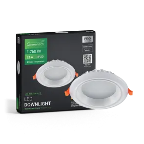 GREEN TECH LED downlight Green Tech 22W, 3 CCT, okrogli - DW-R03-22W-3CCT