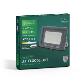 GREEN TECH LED reflektor Green Tech 50W, 3CCT, IP65, aluminij - S3X-50W-3CCT
