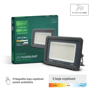 GREEN TECH LED reflektor Green Tech 150W, 3CCT, IP65, aluminij - S3X-150W-3CCT