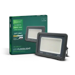 GREEN TECH LED floodlight Green Tech 150W, 3CCT, IP65, aluminum - S3X-150W-3CCT