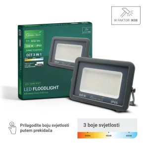 GREEN TECH LED reflektor Green Tech 100W, 3CCT, IP65, aluminij - S3X-100W-3CCT
