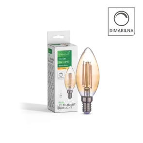 GREEN TECH LED filament žarnica Green Tech 6W, 2300K, E14, AC220V, C35, amber, zatemnitev - LFB-5202