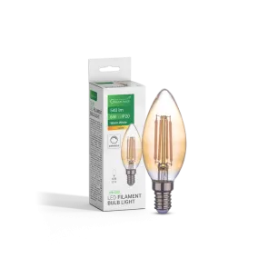 GREEN TECH LED filament bulb Green Tech 6W, 2300K, E14, AC220V, C35, amber, dimmable - LFB-5202