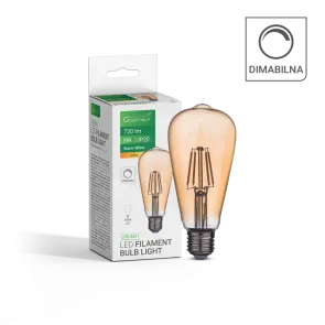 GREEN TECH LED filament žarnica Green Tech 8W, 2300K, E27, AC220V, ST64, amber, zatemnljiva - LFB-5301