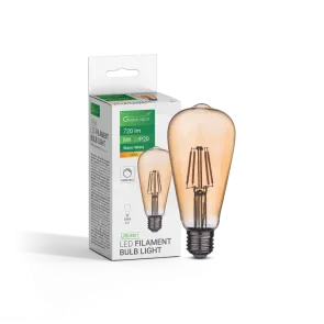 GREEN TECH LED filament žarnica Green Tech 8W, 2300K, E27, AC220V, ST64, amber, zatemnljiva - LFB-5301