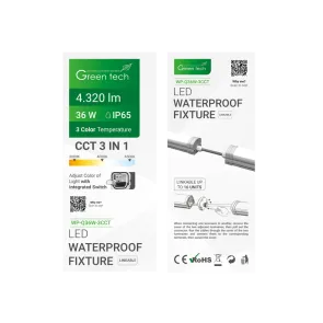 GREEN TECH LED waterproof light Green Tech, linkable, 36W, 120LM/W, 3CCT, IP65 - WP-Q36W-3CCT