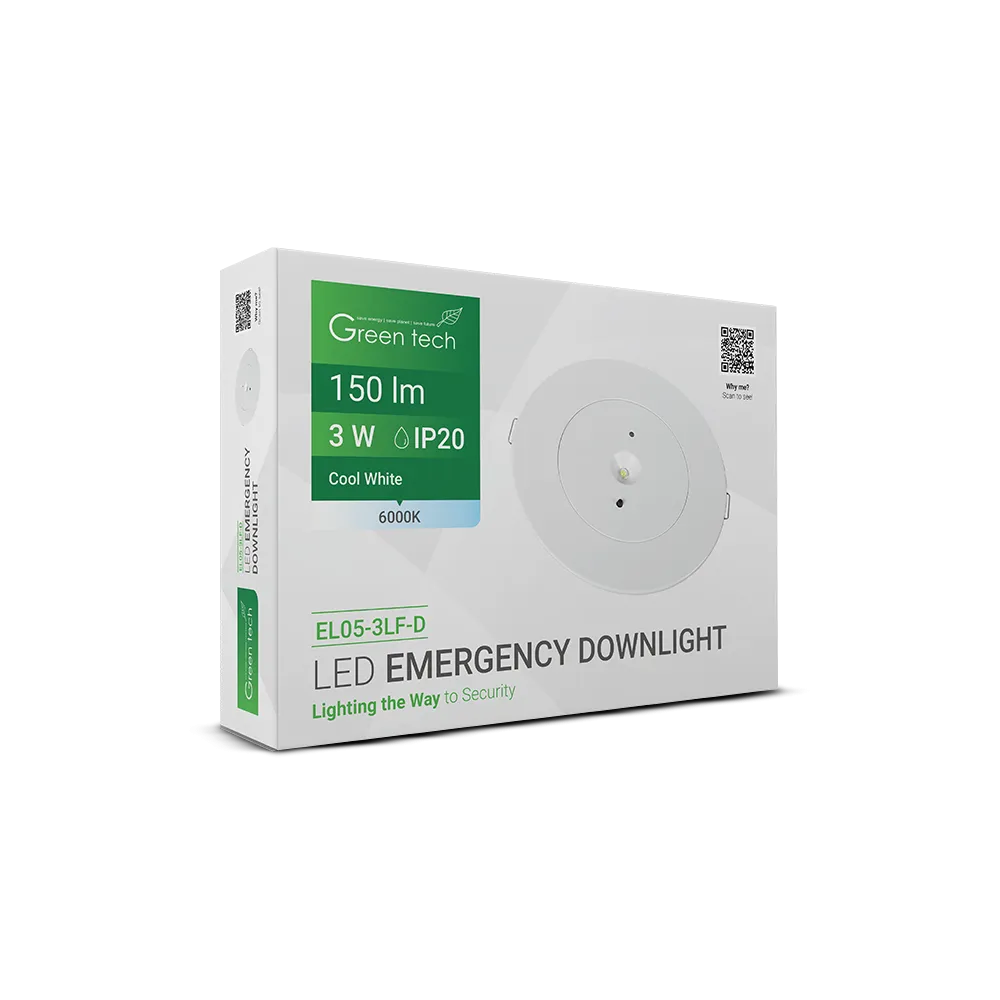 GREEN TECH LED Svetilka za nužno razsvetljavo Green Tech 3W, 6000K - EL05-3LF-D