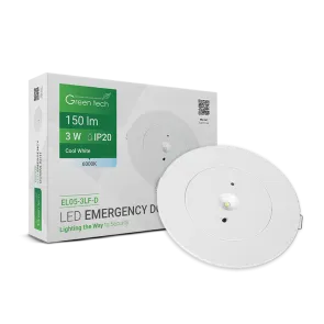 GREEN TECH LED Svetilka za nužno razsvetljavo Green Tech 3W, 6000K - EL05-3LF-D