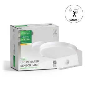 GREEN TECH LED zidna svjetilka s senzorjem Green Tech 15W, 3000K, bela barva - KFS-071