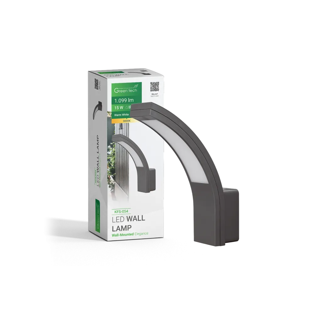 GREEN TECH LED zidna svjetilka brez senzorja Green Tech 15W, 3000K, črna barva - KFS-054