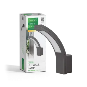 GREEN TECH LED zidna svjetilka brez senzorja Green Tech 15W, 3000K, črna barva - KFS-054