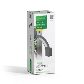 GREEN TECH LED zidna svjetilka brez senzorja Green Tech 15W, 3000K, črna barva - KFS-054