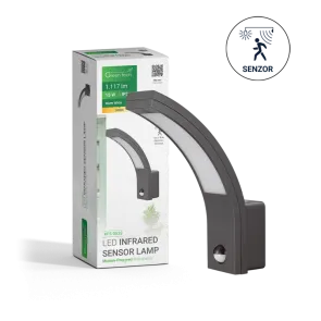 GREEN TECH LED zidna svjetilka s senzorjem Green Tech 15W, 3000K, črna barva - KFS-053S