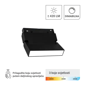 LED magnetna svetilka Green Tech 6W, 3CCT, IP20, OSRAM LED, črna barva