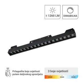 LED magnetna svetilka Green Tech 18W, 3CCT, IP20, OSRAM LED, črna barva
