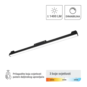 LED Magnetic Lamp Green Tech 20W, 3CCT, IP20, OSRAM LED, Black Color