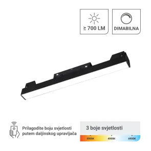 LED magnetna svetilka Green Tech 10W, 3CCT, IP20, OSRAM LED, črna barva