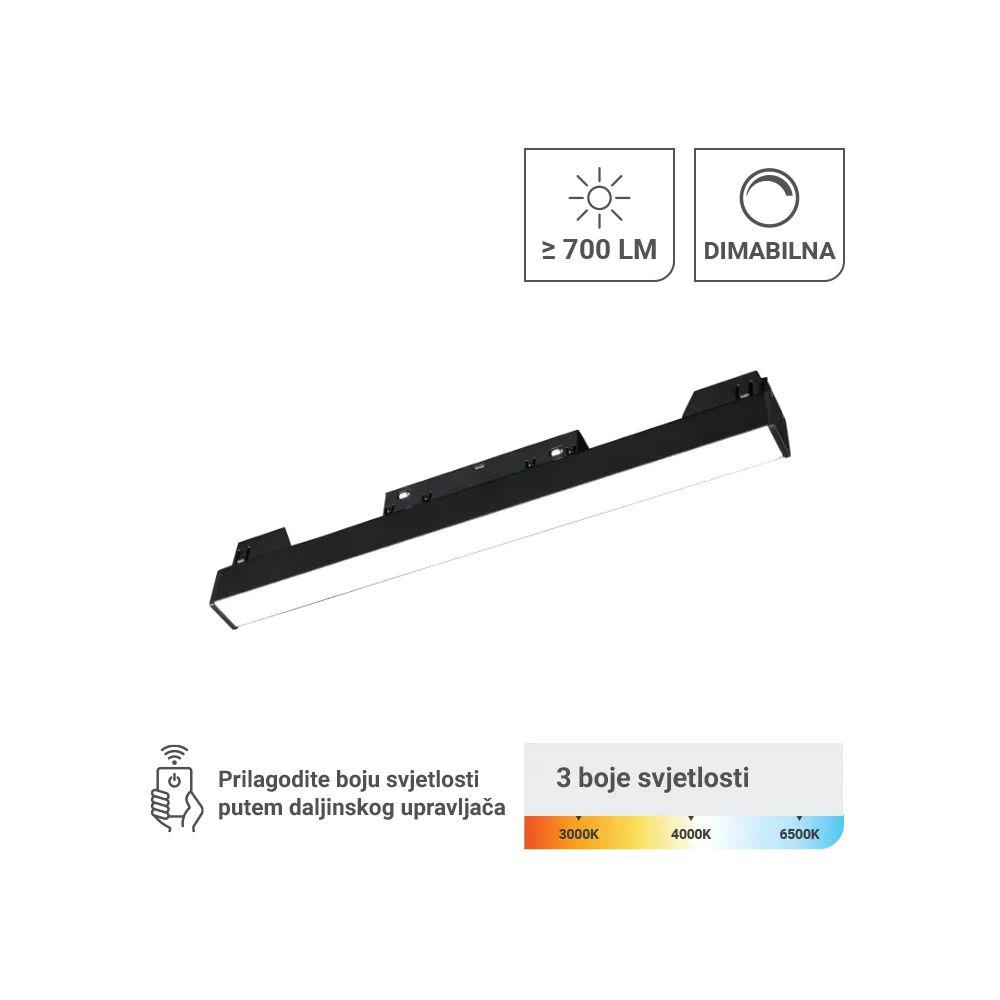 LED Magnetic Lamp Green Tech 10W, 3CCT, IP20, OSRAM LED, black color