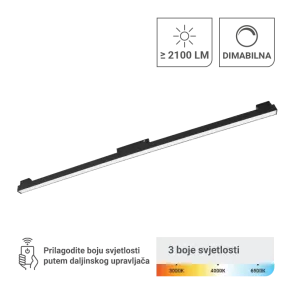 LED magnetna svetilka Green Tech 30W, 3CCT, IP20, OSRAM LED, črna barva